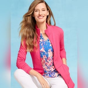 T by Talbots UPF 50+ SLUB TERRY JACKET - SOLID Hot Pink
